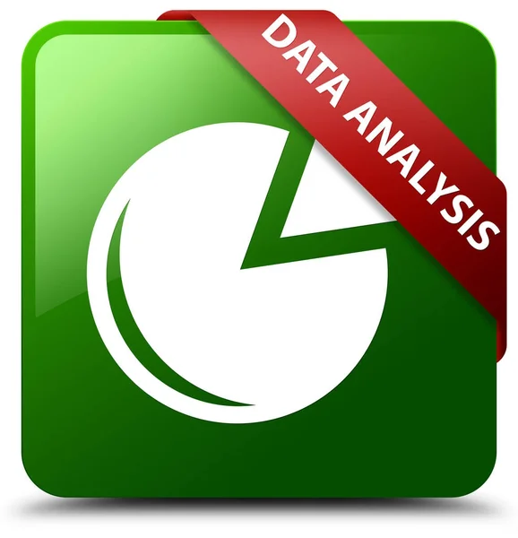 Аналіз даних (піктограма графа) зелена квадратна кнопка червона стрічка в корі — стокове фото