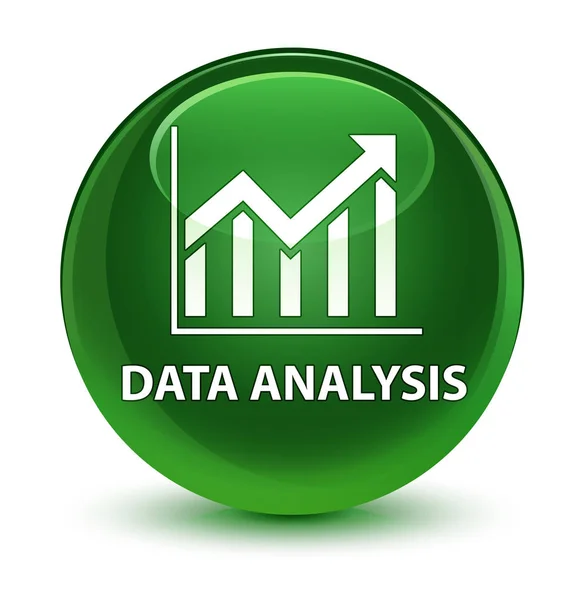 Analisis data (ikon statistik) tombol bulat hijau lembut — Stok Foto