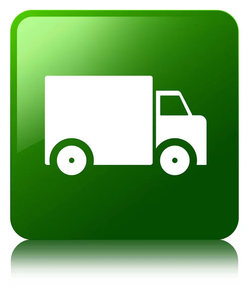Doručení truck zelený čtvercové tlačítko — Stock fotografie