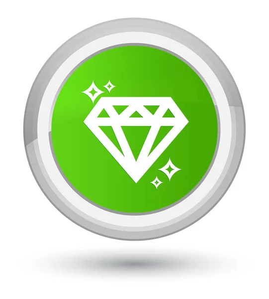 Diamant icône premier bouton rond vert doux — Photo