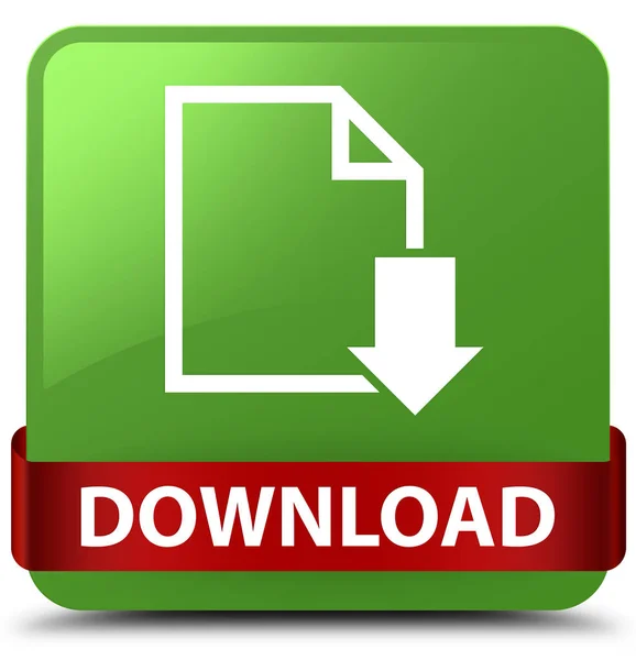 Descargar (icono del documento) botón cuadrado verde suave cinta roja en —  Fotos de Stock