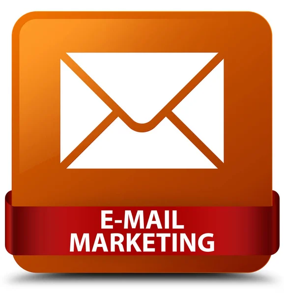 E-Mail Marketing brauner quadratischer Knopf rotes Band in der Mitte — Stockfoto