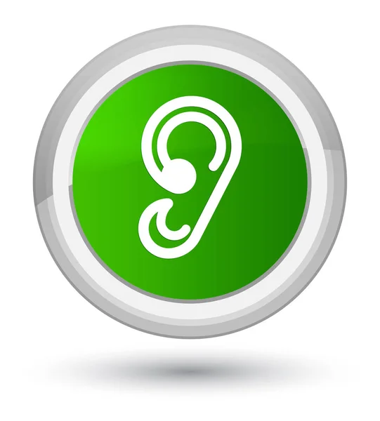 Ear icon prime green round button — Stock Photo, Image