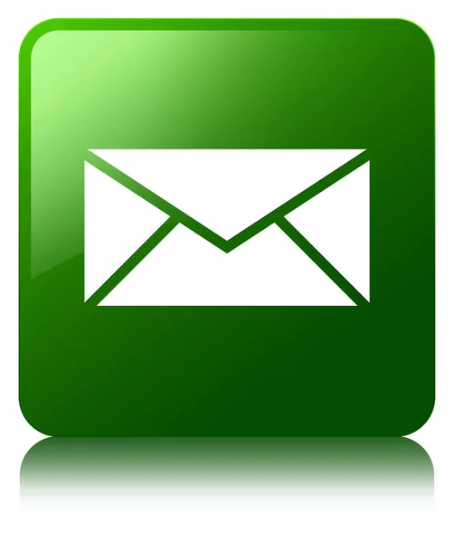 Ícone de e-mail botão quadrado verde — Fotografia de Stock