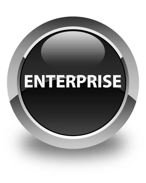 Enterprise lesklé černé kulaté tlačítko — Stock fotografie