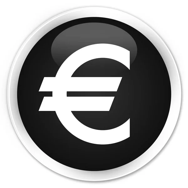 欧元符号图标溢价黑色圆形按钮 — 图库照片