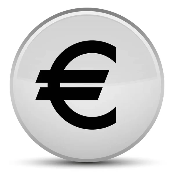 Euro işareti simgesi özel beyaz yuvarlak düğmesi — Stok fotoğraf