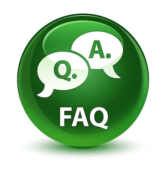 FAQ (fråga svar bubbla ikon) glasartade mjuka gröna runda knappen — Stockfoto