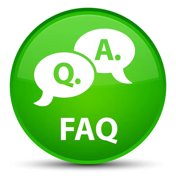 Faq (question answer bubble icon) special green round button — Stock Photo, Image