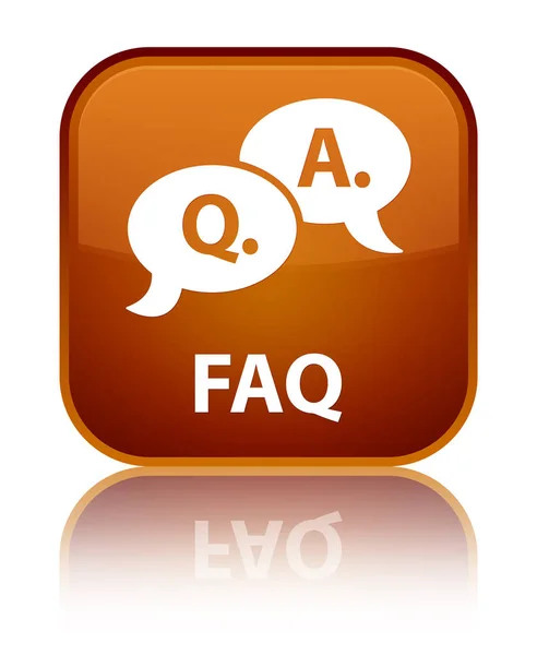 Faq (question answer bubble icon) special brown square button — Stock Photo, Image
