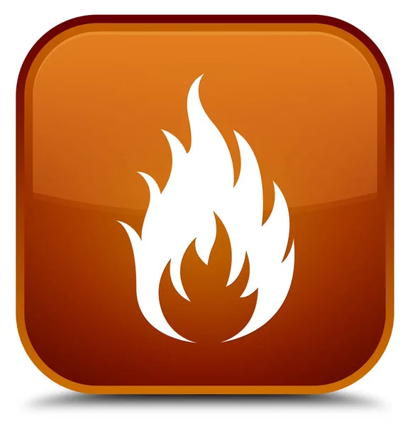 Icona fuoco speciale pulsante quadrato marrone — Foto Stock