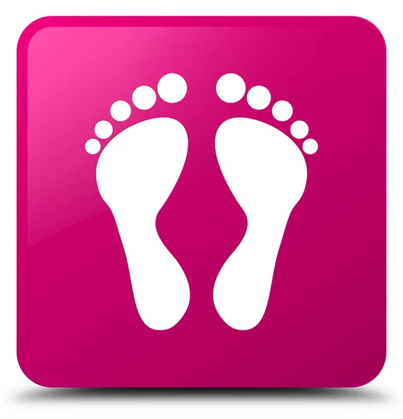 Footprint icon pink square button — Stock Photo, Image