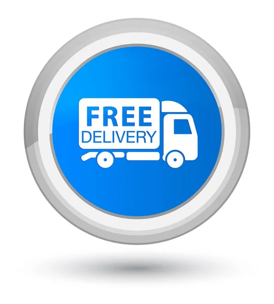 Consegna gratuita camion icona primo ciano blu pulsante rotondo — Foto Stock