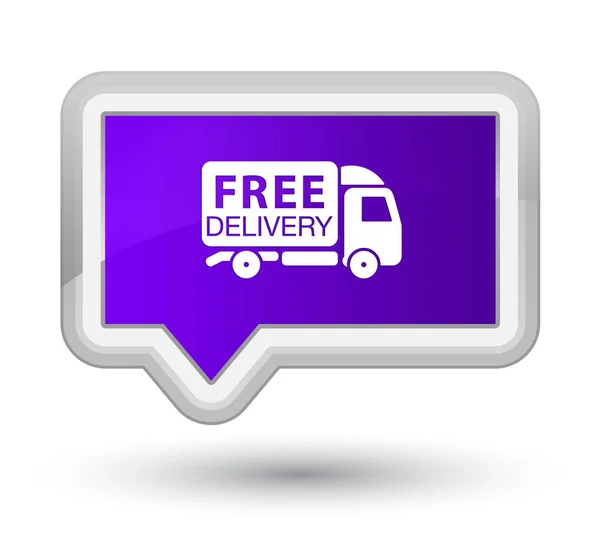 Free delivery truck icon prime purple banner button — Stock Photo, Image