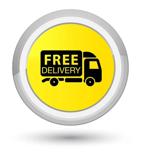 Free delivery truck icon prime yellow round button — Stock Photo, Image