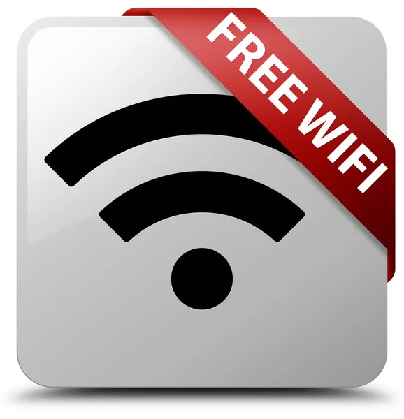 Бесплатный Wi-Fi белая квадратная кнопка красная лента в углу — стоковое фото