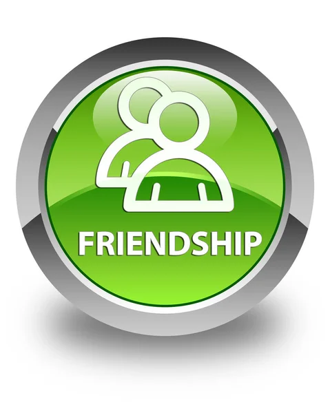 Vänskap (gruppikonen) glänsande gröna runda knappen — Stockfoto