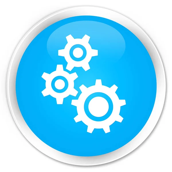 Ingranaggi icona premium ciano blu pulsante rotondo — Foto Stock