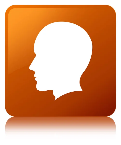 Cabeça masculina ícone rosto marrom botão quadrado — Fotografia de Stock