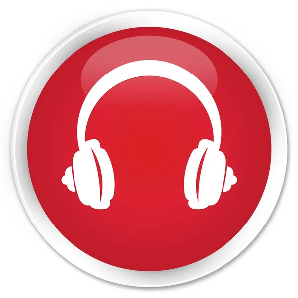 Fejhallgató ikon prémium piros kerek gomb — Stock Fotó