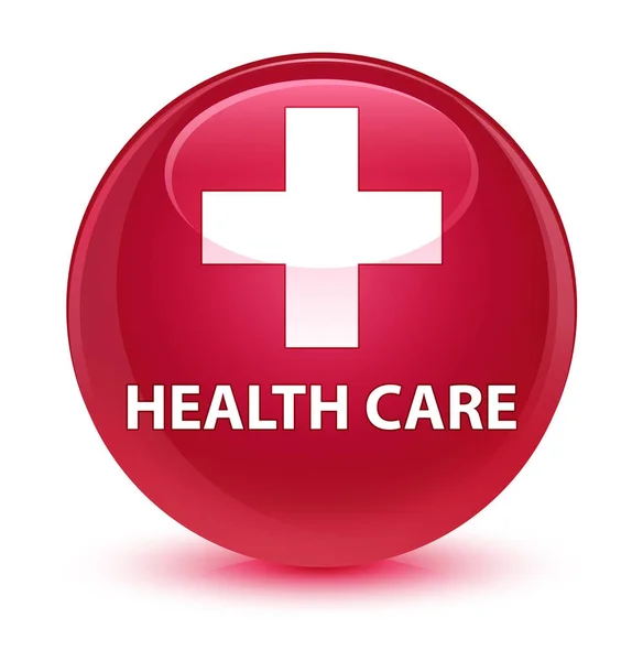 Health care (plus sign) glassy pink round button — Stock Photo, Image