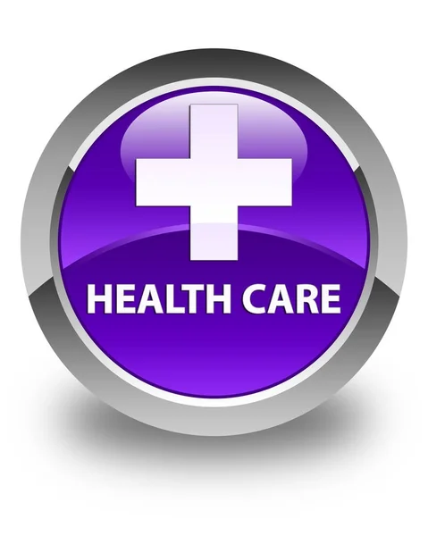 Υγειονομική περίθαλψη (σύμβολο συν) γυαλιστερό μωβ στρογγυλό κουμπί — Φωτογραφία Αρχείου