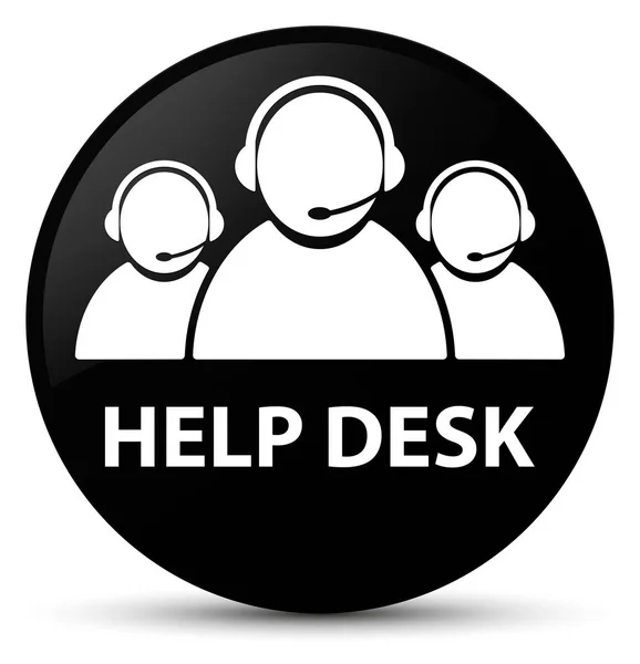 Escritorio de ayuda (icono del equipo de atención al cliente) botón redondo negro —  Fotos de Stock