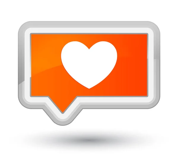 Icona del cuore primo pulsante banner arancione — Foto Stock