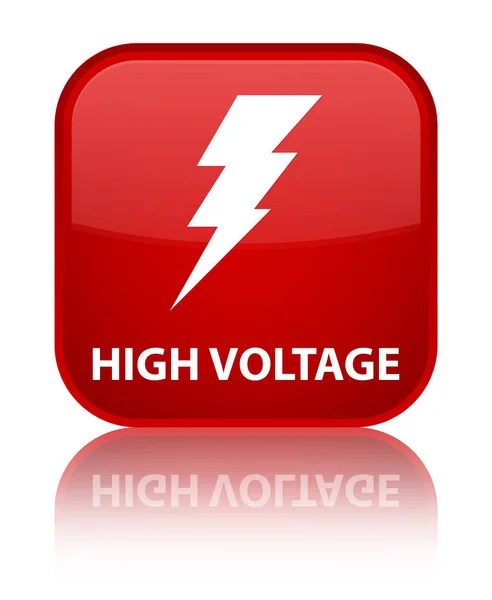 Hoogspanning (elektriciteit pictogram) speciale Rode plein knop — Stockfoto