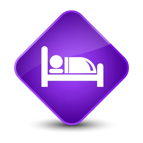 Значок готельного ліжка елегантна фіолетова алмазна кнопка — стокове фото