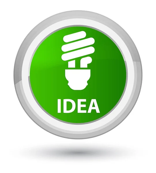 Idea (icona lampadina) primo pulsante rotondo verde — Foto Stock