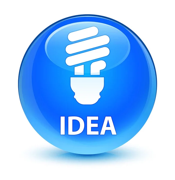 Idea (icono de la bombilla) botón redondo azul cian vidrioso —  Fotos de Stock