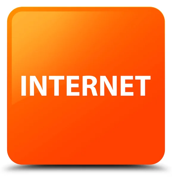 Pulsante quadrato arancione Internet — Foto Stock