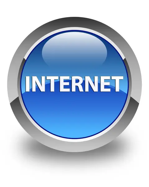 インターネット光沢のある青い丸いボタン — ストック写真