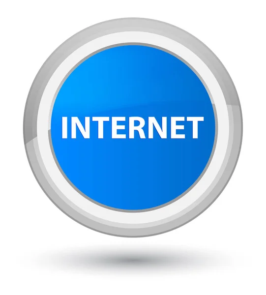 インターネット プライム シアン ブルー ラウンド ボタン — ストック写真