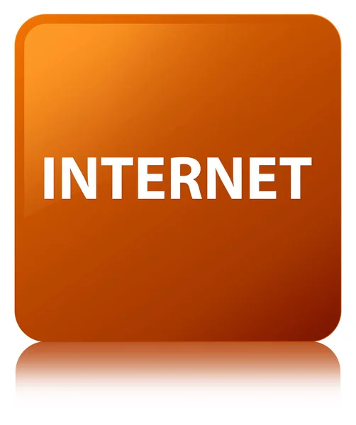 Internet kahverengi kare düğme — Stok fotoğraf