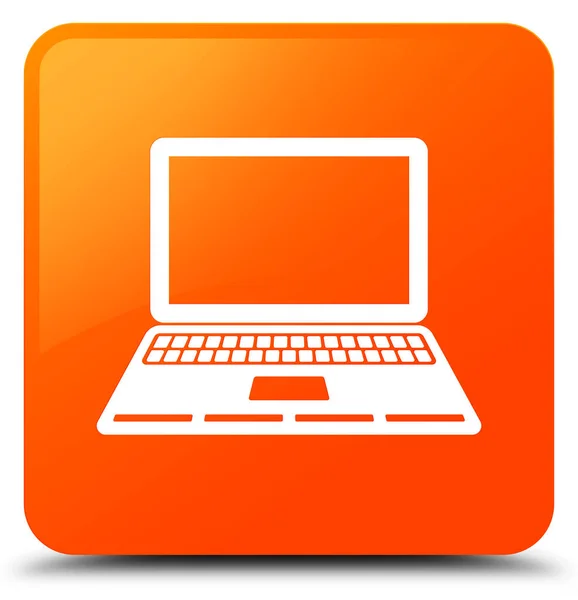 Laptop icon orange square button — Stock Photo, Image