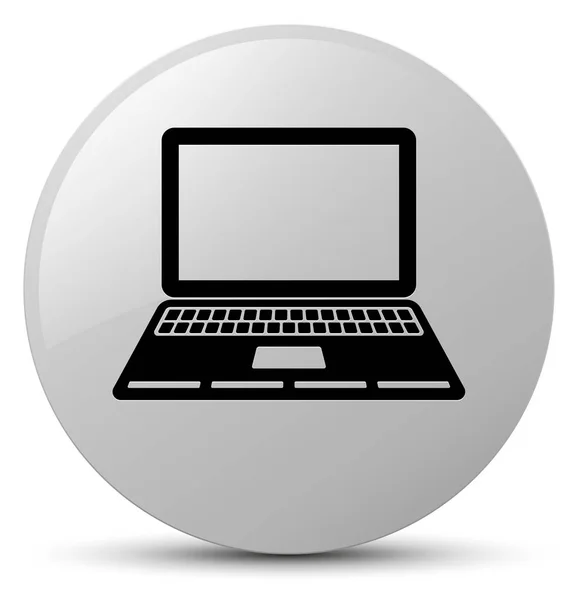 Laptop-Symbol weißer runder Knopf — Stockfoto