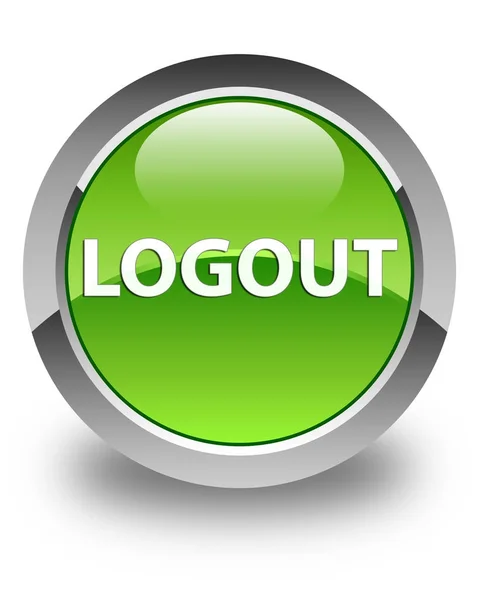 Logout glossy green round button — Stock Photo, Image