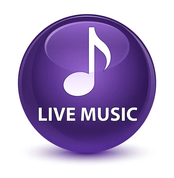 Música en vivo botón redondo púrpura vidrioso — Foto de Stock