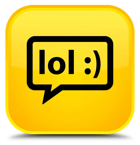 Lol buborék ikon külön sárga négyzet gomb — Stock Fotó