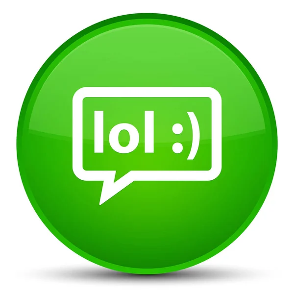 笑气泡图标特殊绿色圆形按钮 — 图库照片