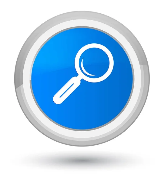 Magnifying glass icon prime cyan blue round button — Stock Photo, Image