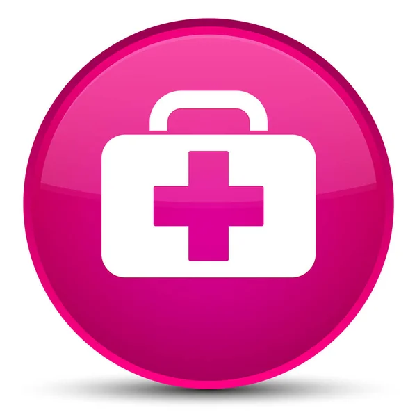 Orvosi táska ikonra különleges rózsaszín kerek gomb — Stock Fotó