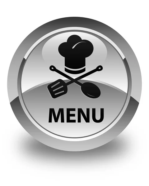 Menu (icône du restaurant) bouton rond blanc brillant — Photo