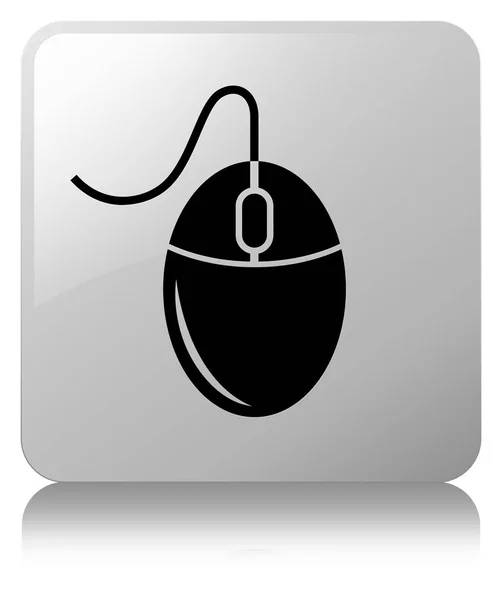 Ícone do mouse botão quadrado branco — Fotografia de Stock