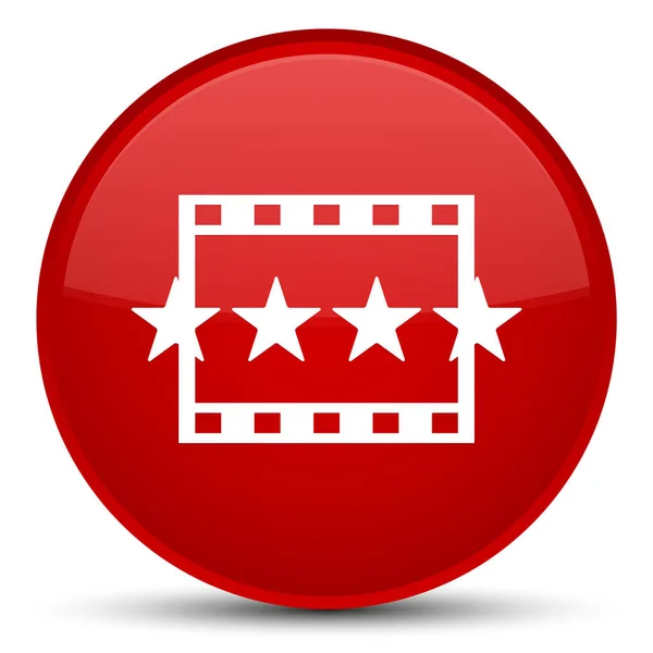 电影评论图标特殊的红色圆形按钮 — 图库照片
