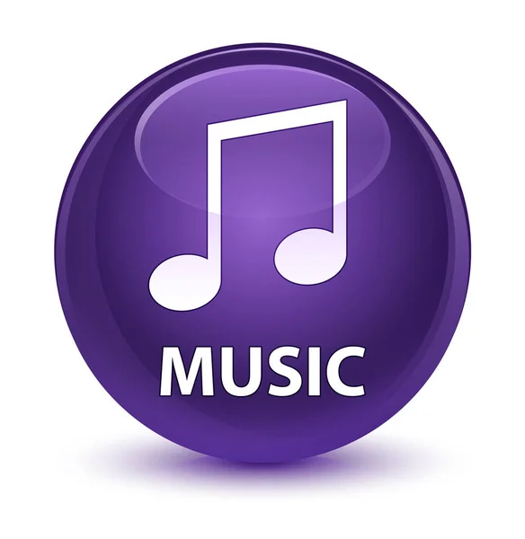 Muzyka (ikona tune) szklisty fioletowy okrągły przycisk — Zdjęcie stockowe