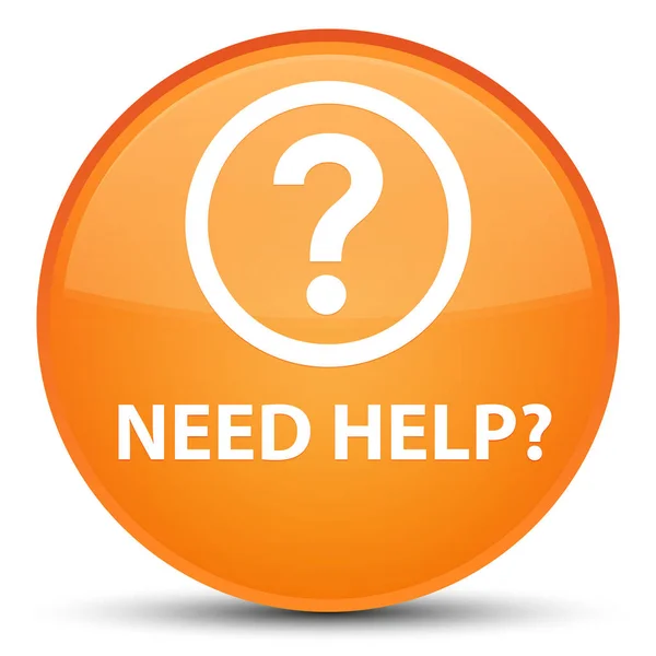 Necesita ayuda (icono de la pregunta) botón redondo naranja especial — Foto de Stock