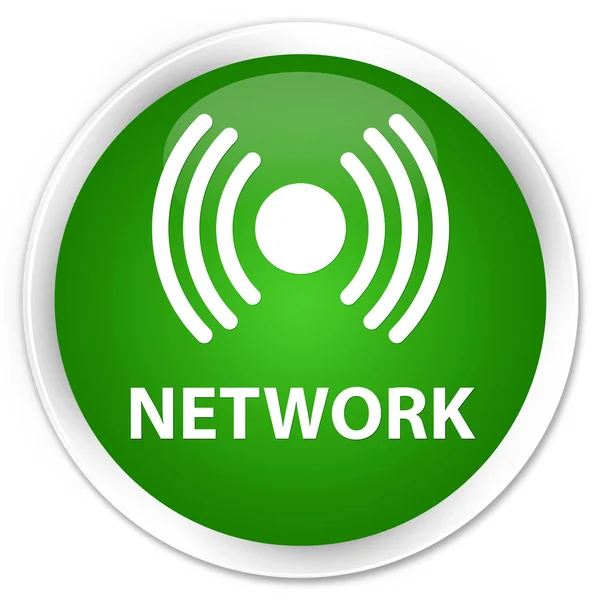 Мережева (піктограма сигналу) кнопка преміум- зеленого раунду — стокове фото
